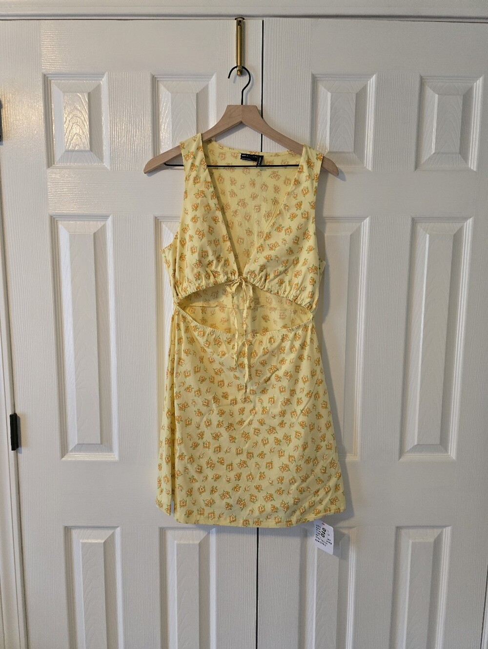 ASOS Yellow Floral Tie-Front Mini Dress